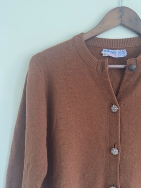 Ballantyne 100% Cashmere Vintage Chocolate Brown Cardigan